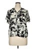 Rose + Olive 100% Polyester Camo Gray Short Sleeve Blouse Size 1X (estimated) - photo 1