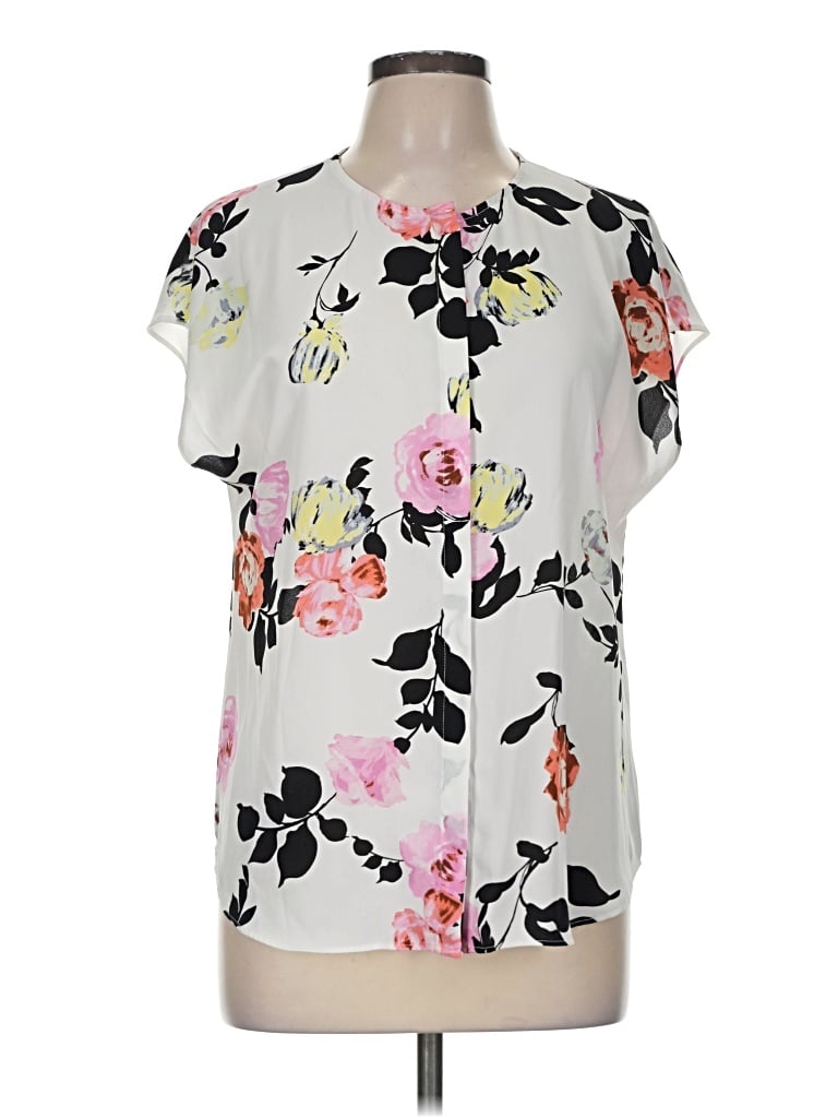 Pre-owned Apt. 9 Short Sleeve Blouse In Gray