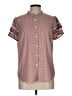 Ann Taylor 100% Polyester Print Red Short Sleeve Blouse Size L (petite) - photo 1