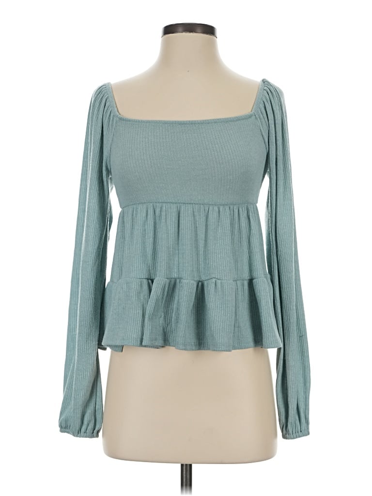 Altar'd State Long Sleeve Top Teal Square Neckline Tops - Used - Size X-Small