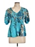 Current Air 100% Polyester Teal Short Sleeve Blouse Size L - photo 1