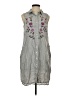 Terre Bleue 100% Lyocell Floral Gray Sleeveless Button-Down Shirt Size S - photo 1