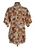 Whistles 100% Silk Print Tan Short Sleeve Silk Top Size S - photo 2