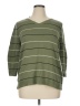 Talbots 100% Pima Cotton Stripes Green Pullover Sweater Size XL (petite) - photo 1