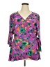 Kiyonna Print Purple Pink 3/4 Sleeve Top Size 26 - 28 - photo 1
