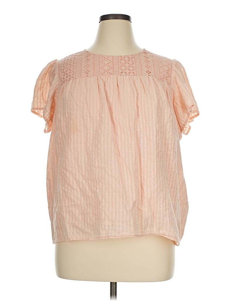 Pre-owned Ella Moss Short Sleeve Blouse In Pink
