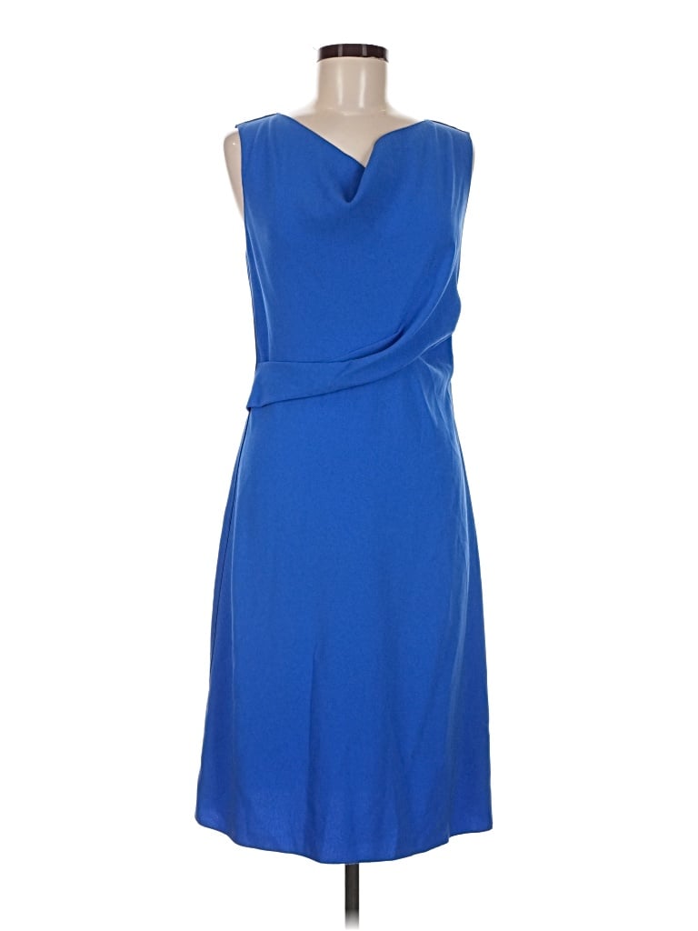 Elie Tahari Cocktail Dress - A-Line: Blue Solid Pattern Dresses - Used - Size 6