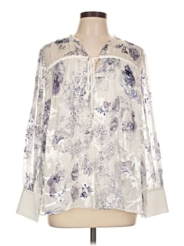 Reiss Long Sleeve Silk Top (view 1)