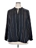 Nic + Zoe 100% Polyester Stripes Black Long Sleeve Blouse Size 2X - photo 1