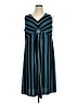 Catherines Stripes Teal Casual Dress Size 0X - photo 1