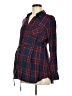 Isabel Maternity 100% Rayon Plaid Blue Long Sleeve Blouse Size Med Maternity - photo 1