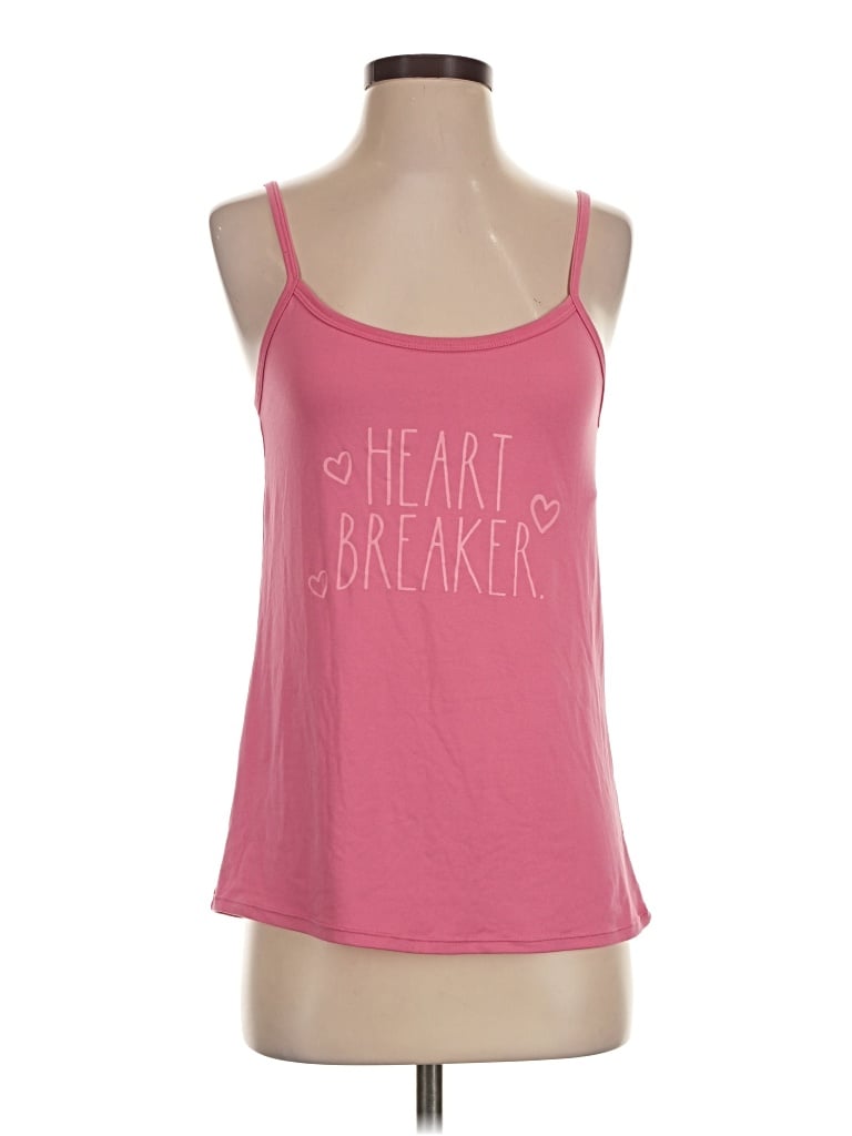 Pre-owned Rae Dunn Tank Top Pink Sweetheart Neckline Tops