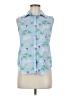 Lands' End 100% Supima Cotton Tropical Blue Sleeveless Button-Down Shirt Size 6 (petite) - photo 1