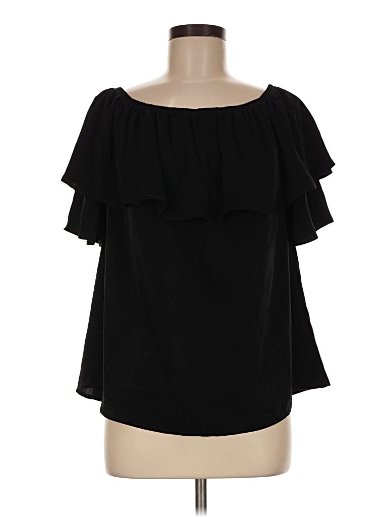 Pre-owned West Kei Short Sleeve Blouse In Black