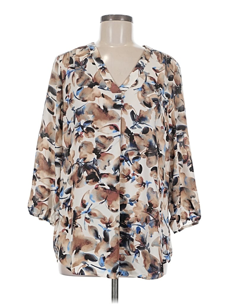 Pre-owned Jones New York 3/4 Sleeve Blouse In Tan