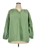 Lane Bryant 100% Cotton Green 3/4 Sleeve Button-Down Shirt Size 22 - photo 1