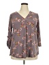 Beacon Floral Purple Gray 3/4 Sleeve Blouse Size 2X - photo 1