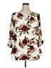 DR2 100% Polyester Floral Ivory 3/4 Sleeve Blouse Size 1X - photo 1
