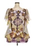 One World 100% Polyester Purple Short Sleeve Blouse Size 3X - photo 2
