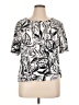 Tahari 100% Cotton Graphic Silver Short Sleeve Top Size 1X - photo 1