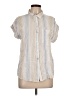 Be Cool Stripes Ivory Short Sleeve Button-Down Shirt Size L - photo 1