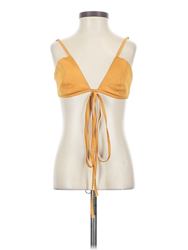 Pre-owned Tiger Mist Sleeveless Top Yellow Halter Neckline Tops