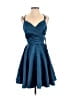 Unbranded 100% Polyester Solid Blue Cocktail Dress Size S - photo 1