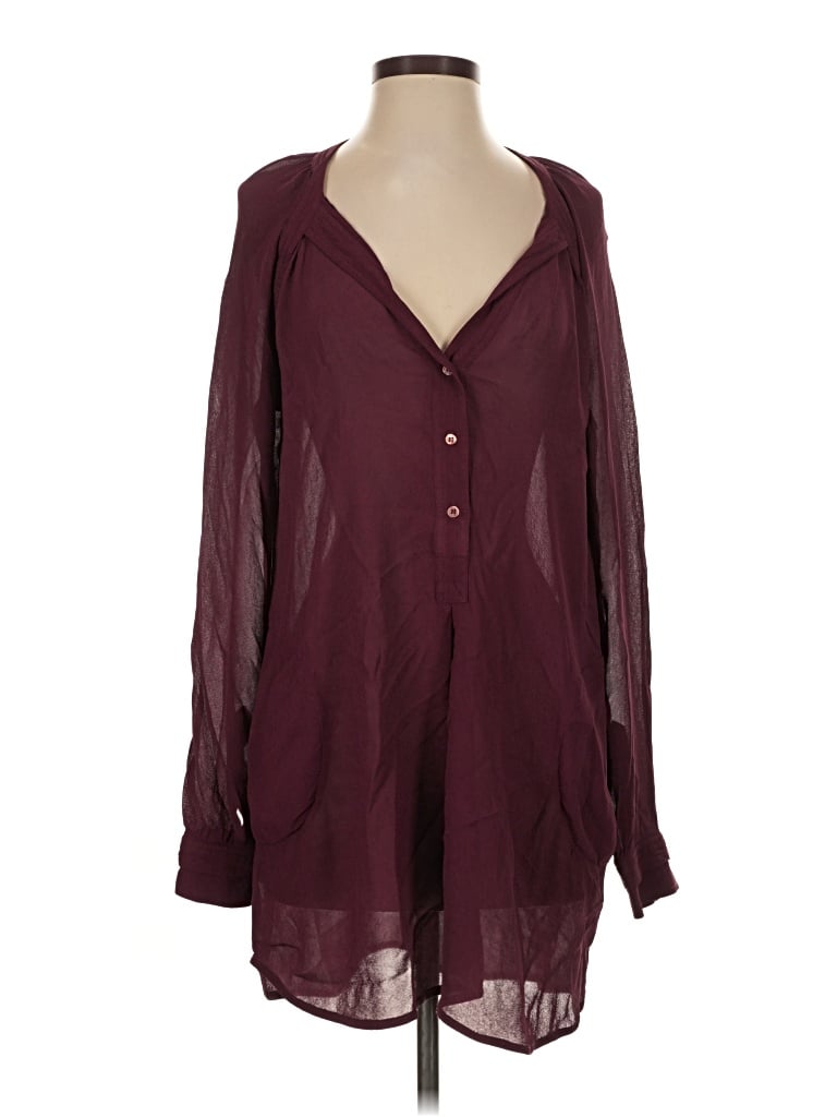 Pre-owned Bcbgmaxazria Long Sleeve Blouse In Burgundy