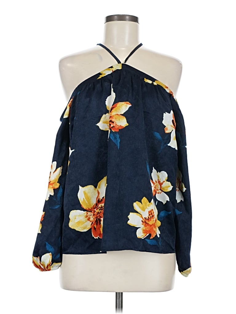 Pre-owned Iris Tank Top Blue Halter Neckline Tops