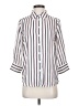 Timing Stripes White 3/4 Sleeve Button-Down Shirt Size S - photo 1