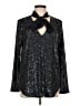 Ann Taylor Metallic Black Long Sleeve Blouse Size L - photo 1