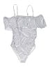 Pink Blush Stripes White One Piece Swimsuit Size L - photo 1