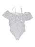 Pink Blush Stripes White One Piece Swimsuit Size L - photo 2