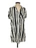 Umgee 100% Rayon Stripes Silver Short Sleeve Blouse Size S - photo 1
