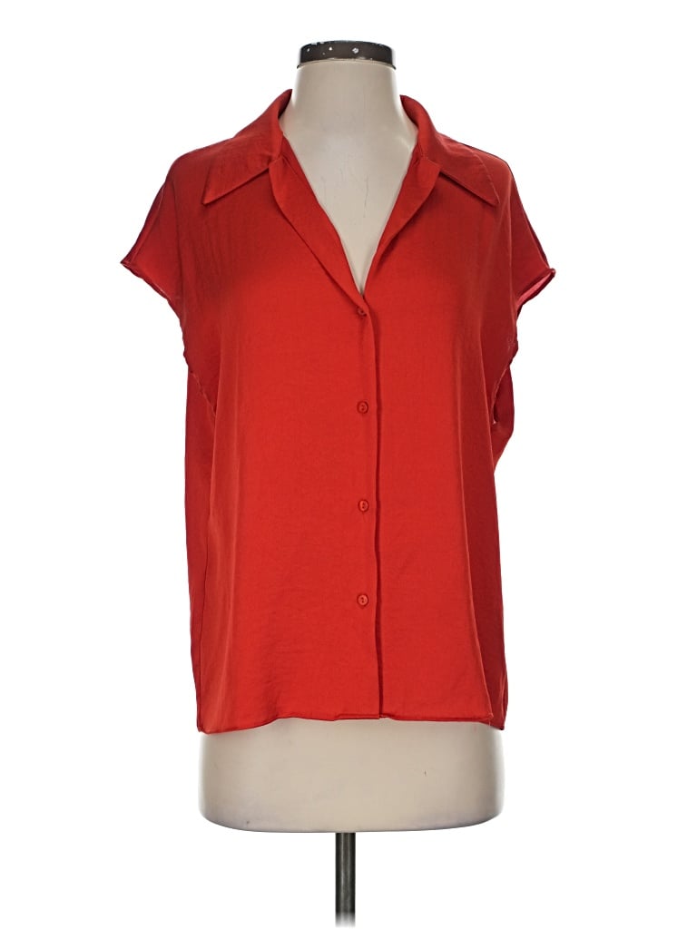 Pre-owned Mng Short Sleeve Blouse In Red