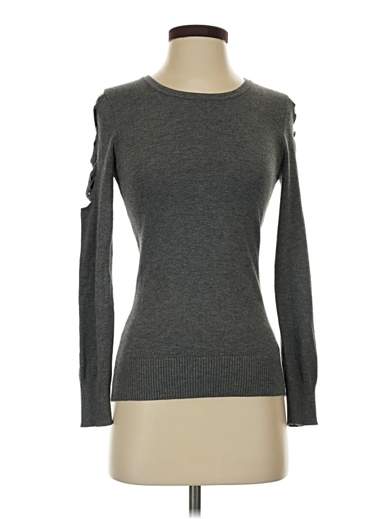 Pre-owned By & By Long Sleeve Top Gray Boatneck Tops