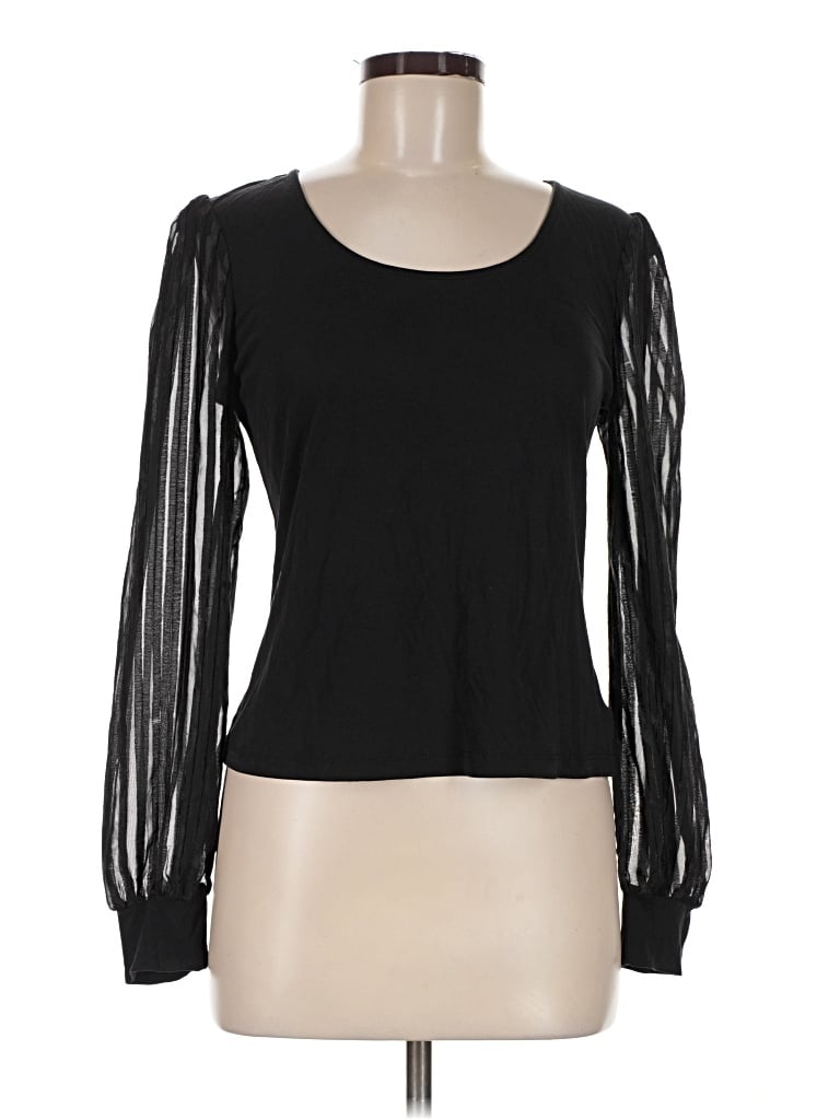 Pre-owned Heartloom Long Sleeve Top Black Sweetheart Neckline Tops