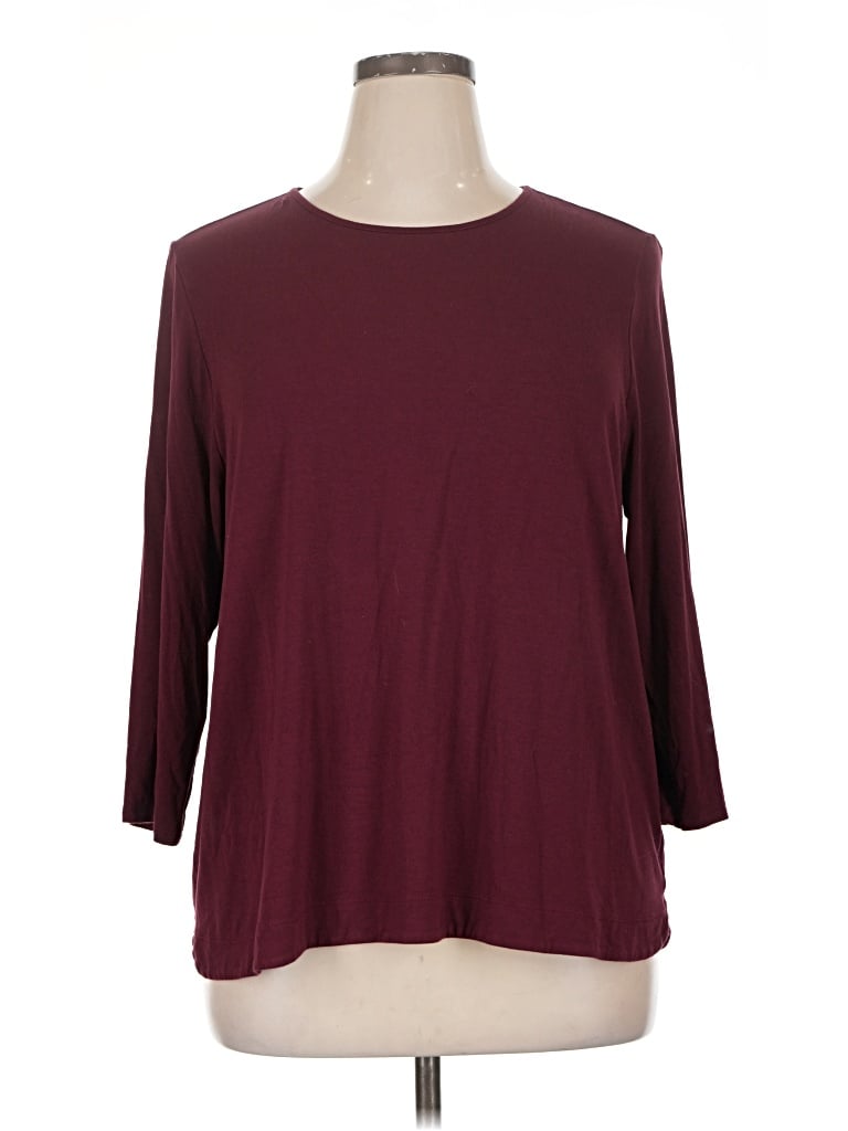 Pre-owned Jjill 3/4 Sleeve T-shirt In Burgundy