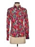 Tory Burch 100% Silk Print Red Long Sleeve Silk Top Size 2 - photo 1