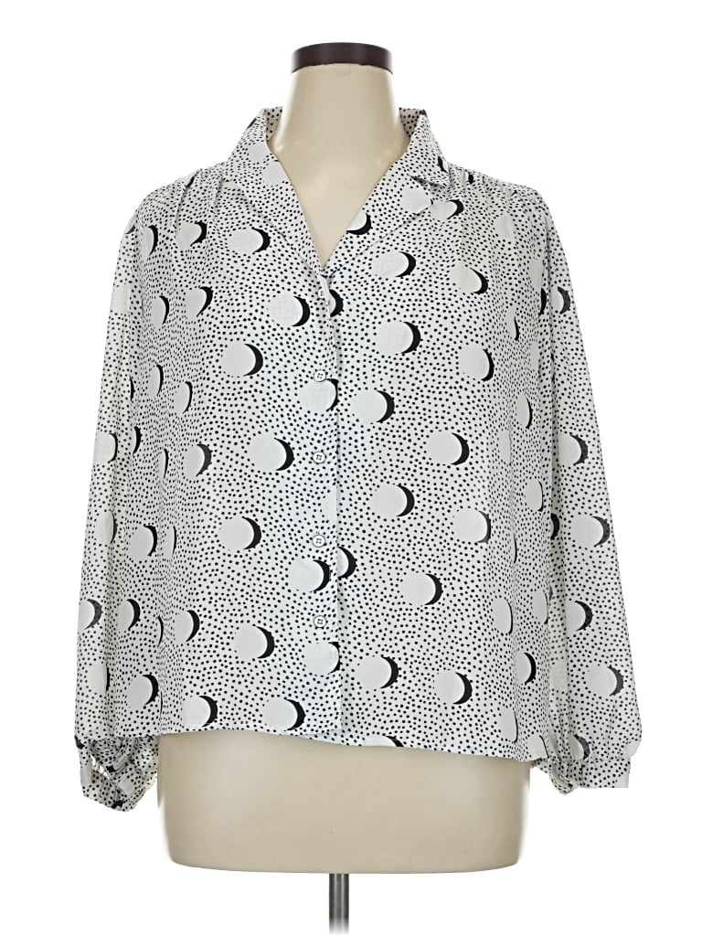 Pre-owned Cabi 3/4 Sleeve Blouse In Silver
