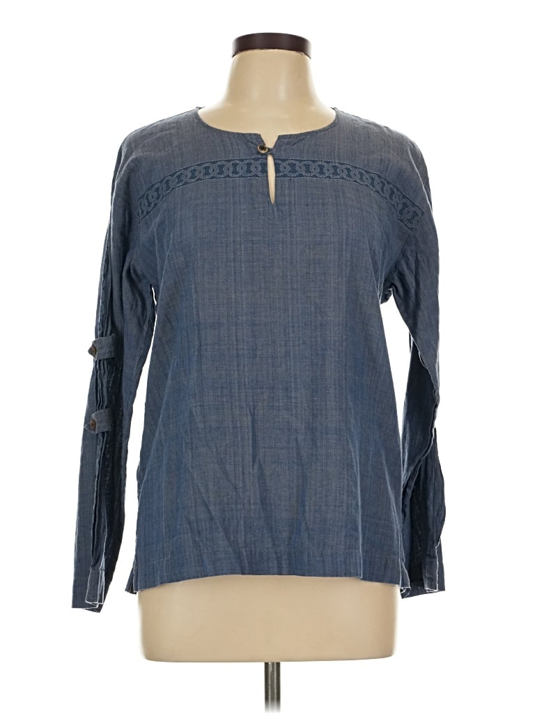 Pre-owned Assorted Brands Long Sleeve Blouse In Blue