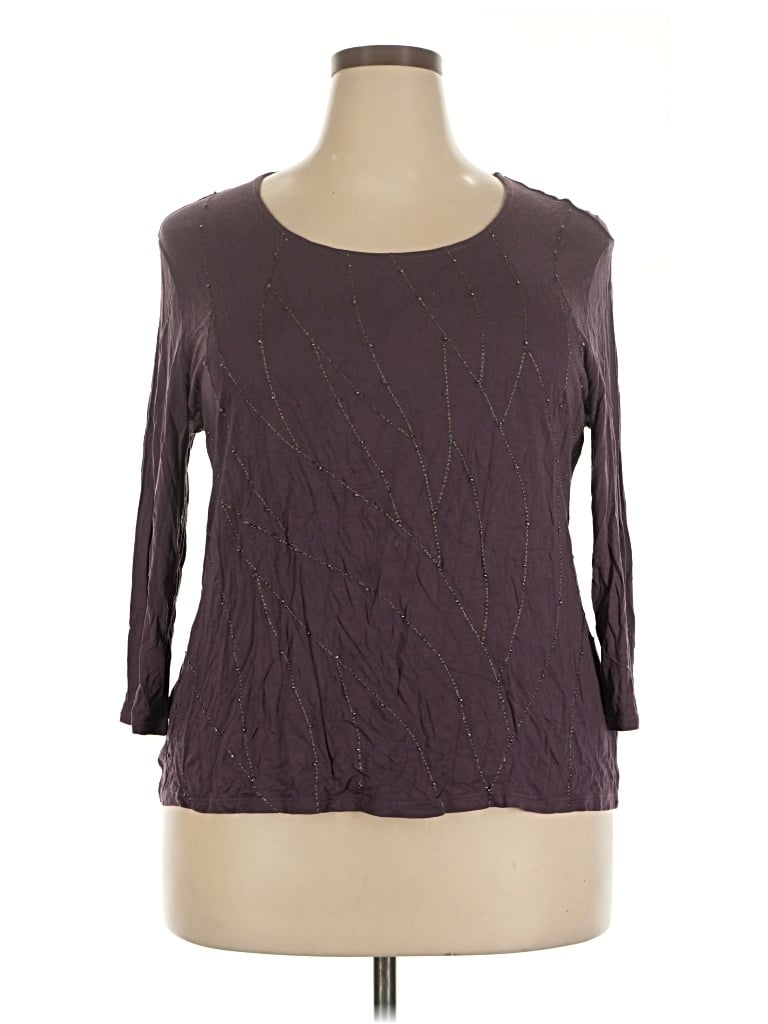 Pre-owned Coldwater Creek 3/4 Sleeve T-shirt In Purple