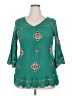 Kindred 100% Polyester Green 3/4 Sleeve Blouse Size 2X - photo 1