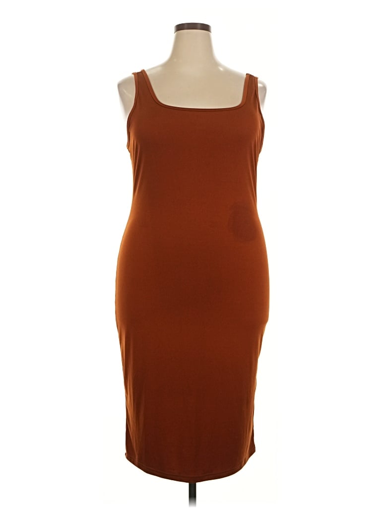 Pre-owned Shein Curve Casual Dress In Brown