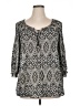 Avenue 100% Polyester Black 3/4 Sleeve Blouse Size 14 Plus - photo 1