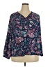Attention 100% Polyester Paisley Blue Long Sleeve Blouse Size 2X - photo 1