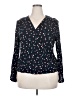 Pale Sky 100% Rayon Polka Dots Floral Black Long Sleeve Blouse Size XXL - photo 1