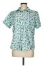 Basic Editions Floral Teal Short Sleeve Blouse Size M - photo 1