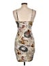 Popular 21 Graphic Silver Cocktail Dress Size L - photo 2