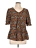 Pleione 100% Polyester Brown 3/4 Sleeve Blouse Size L - photo 1